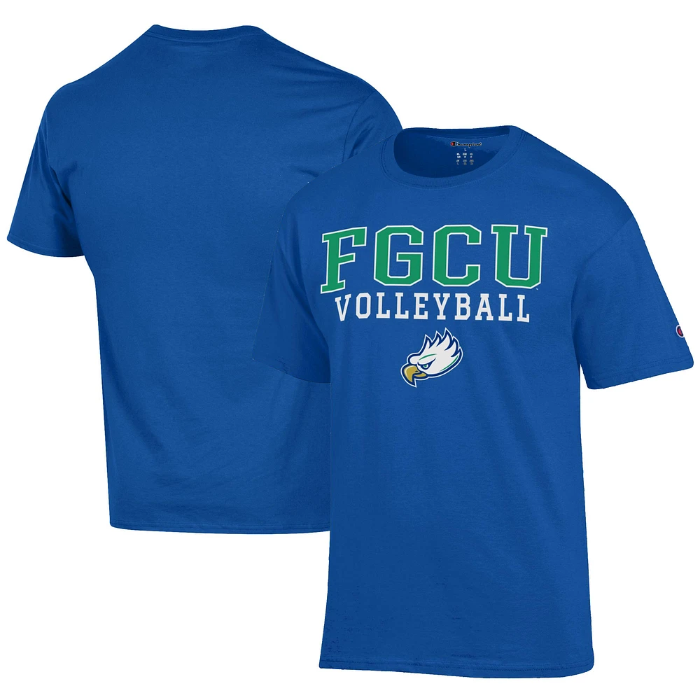 Men's Champion Blue Florida Gulf Coast Eagles Icon Logo Volleyball Jersey T-Shirt