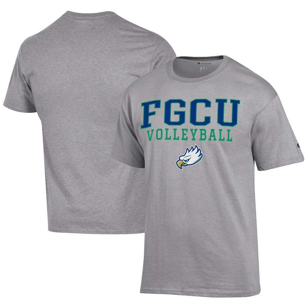 Men's Champion Gray Florida Gulf Coast Eagles Icon Logo Volleyball Jersey T-Shirt
