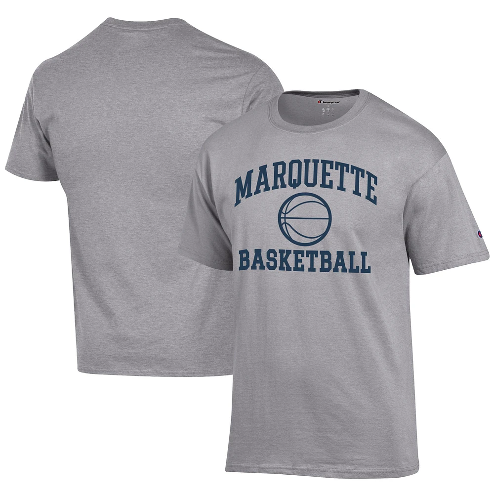 Men's Champion Gray Marquette Golden Eagles Icon Logo Basketball Jersey T-Shirt