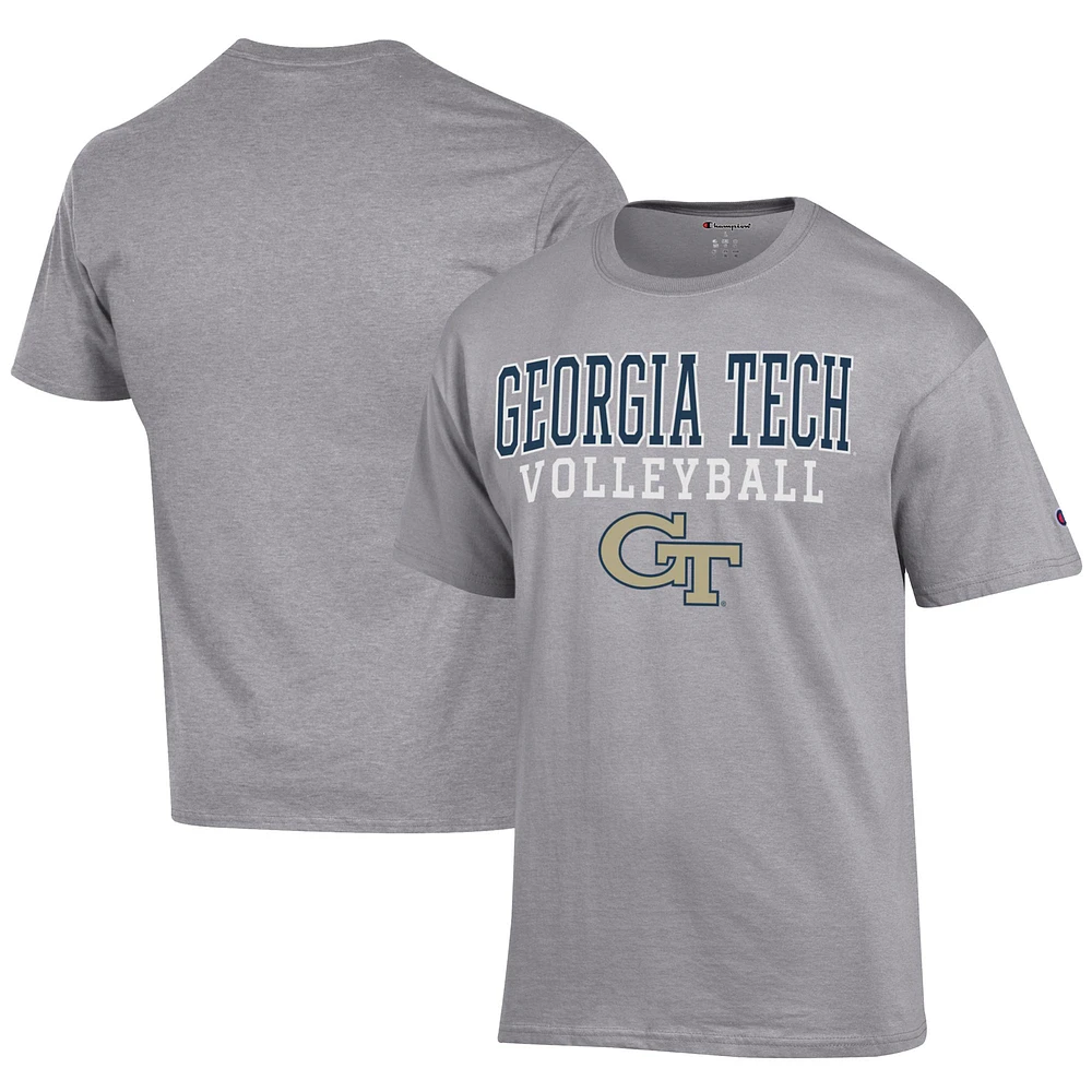 Men's Champion Gray Georgia Tech Yellow Jackets Icon Logo Volleyball Jersey T-Shirt