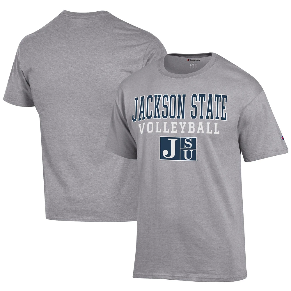 Men's Champion Gray Jackson State Tigers Icon Logo Volleyball Jersey T-Shirt