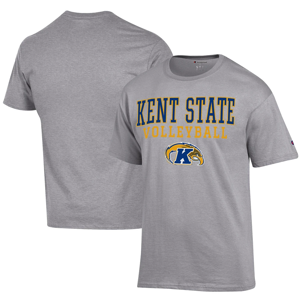 Men's Champion Gray Kent State Golden Flashes Icon Logo Volleyball Jersey T-Shirt