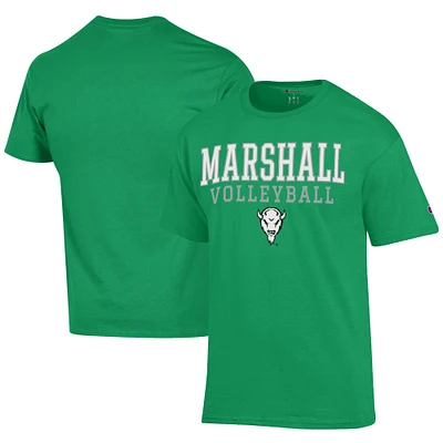 Men's Champion Kelly Green Marshall Thundering Herd Icon Logo Volleyball Jersey T-Shirt