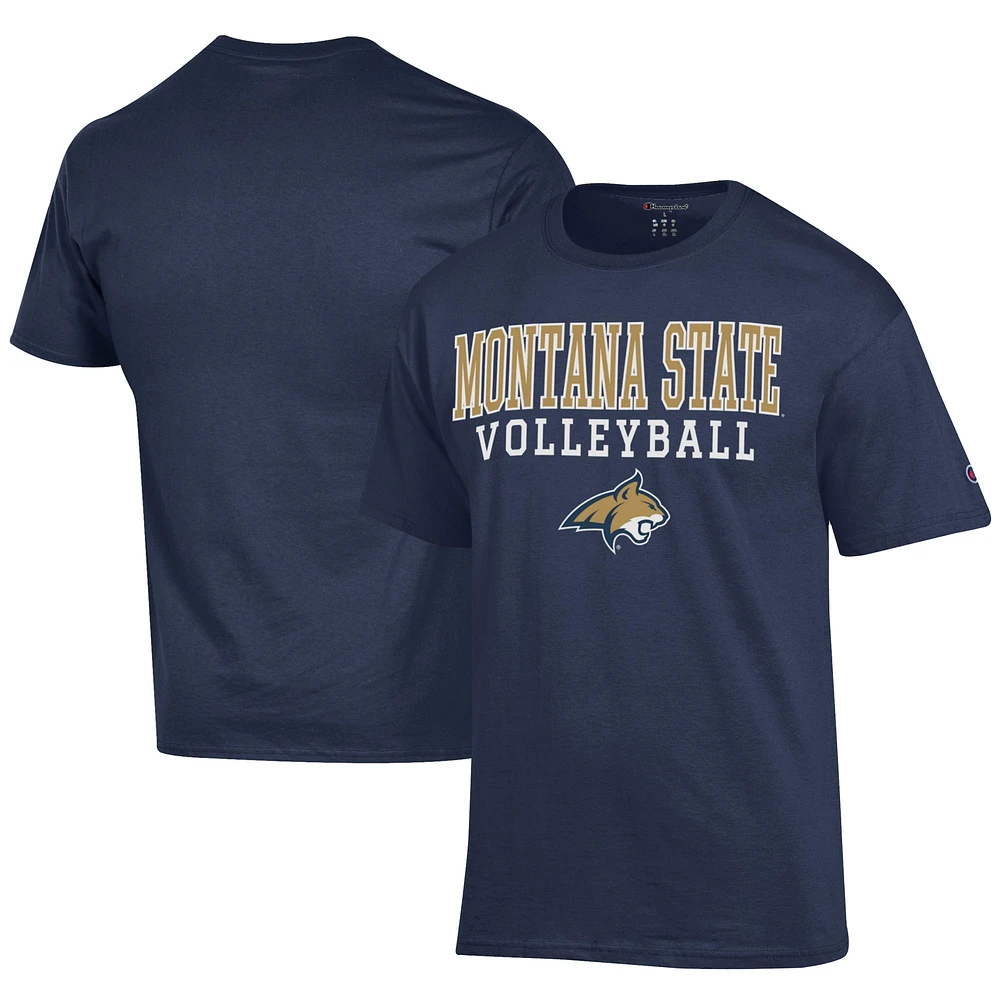 Men's Champion Navy Montana State Bobcats Icon Logo Volleyball Jersey T-Shirt