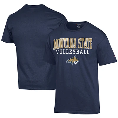 Men's Champion Navy Montana State Bobcats Icon Logo Volleyball Jersey T-Shirt