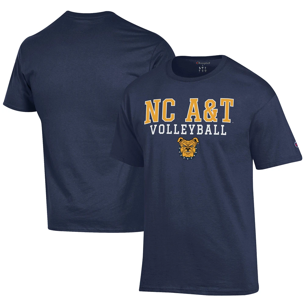Men's Champion Navy North Carolina A&T Aggies Icon Logo Volleyball Jersey T-Shirt