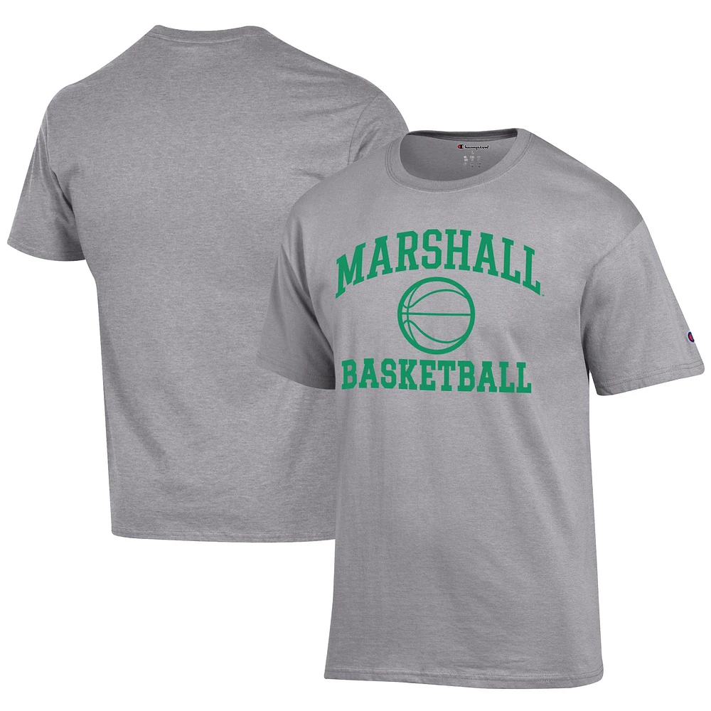 Men's Champion Gray Marshall Thundering Herd Icon Logo Basketball Jersey T-Shirt