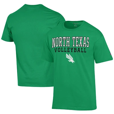 Men's Champion  Kelly Green North Texas Mean Icon Logo Volleyball Jersey T-Shirt