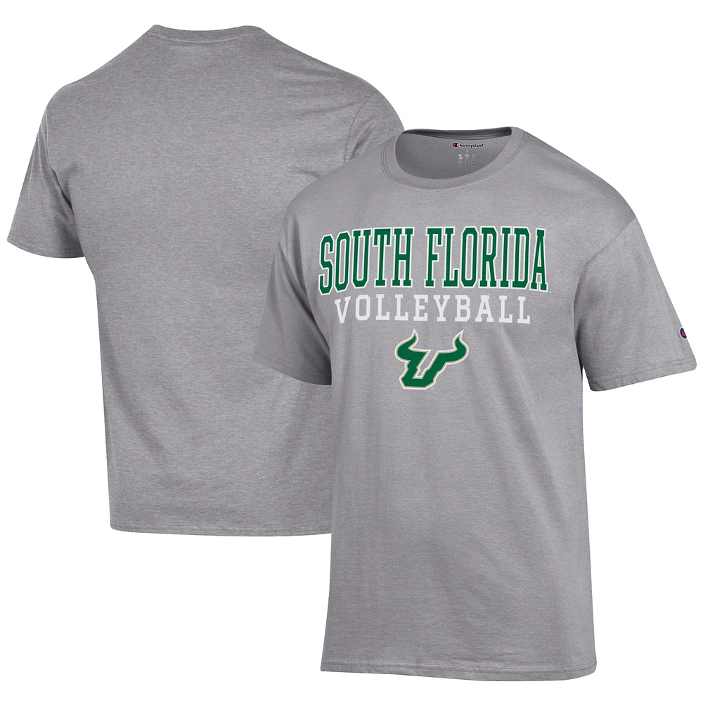 Men's Champion Gray South Florida Bulls Icon Logo Volleyball Jersey T-Shirt