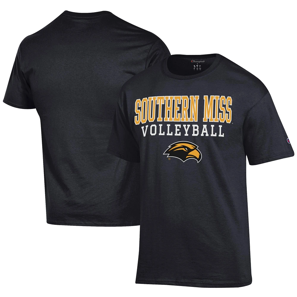 Men's Champion Black Southern Miss Golden Eagles Icon Logo Volleyball Jersey T-Shirt
