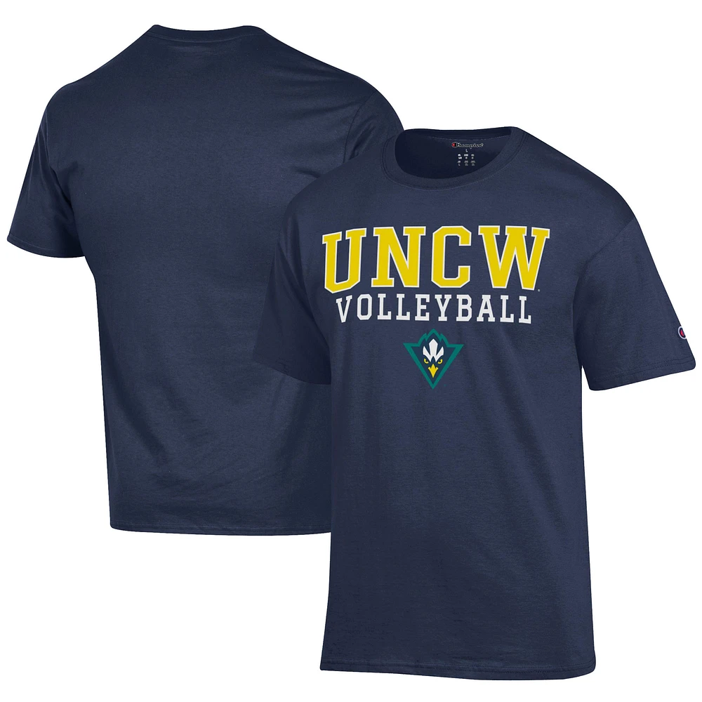 Men's Champion Navy UNC Wilmington Seahawks Icon Logo Volleyball Jersey T-Shirt