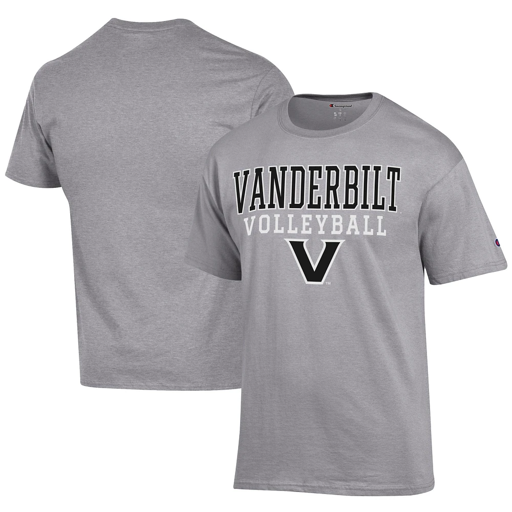 Men's Champion Gray Vanderbilt Commodores Icon Logo Volleyball Jersey T-Shirt