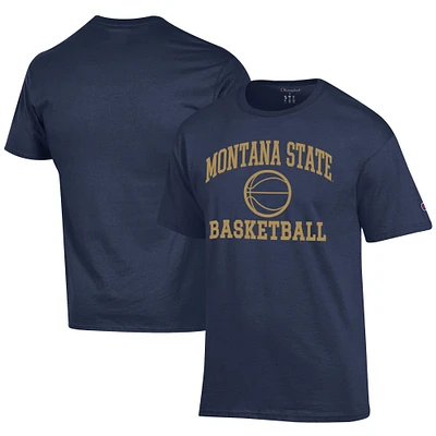 Men's Champion  Navy Montana State Bobcats Icon Logo Basketball Jersey T-Shirt