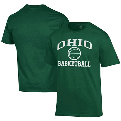 Men's Champion  Green Ohio Bobcats Icon Logo Basketball Jersey T-Shirt