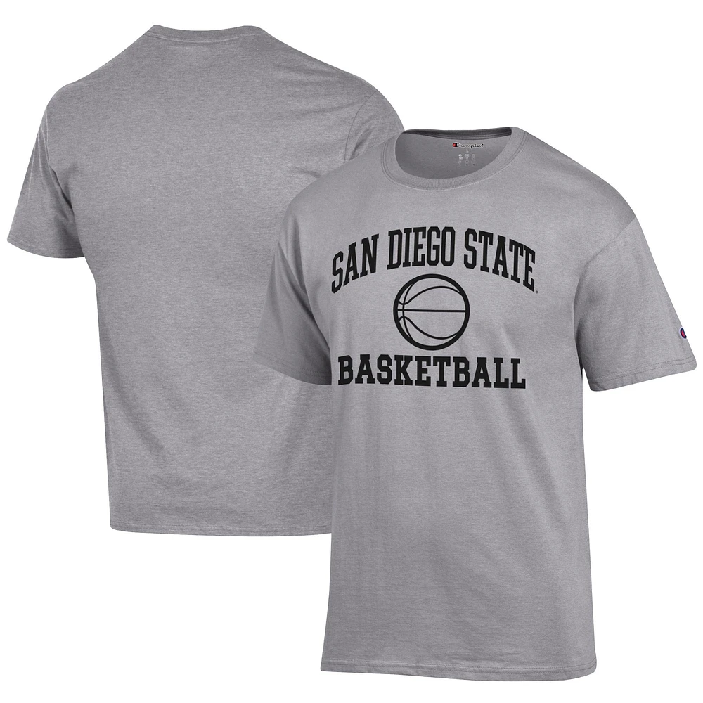 Men's Champion Gray San Diego State Aztecs Icon Logo Basketball Jersey T-Shirt