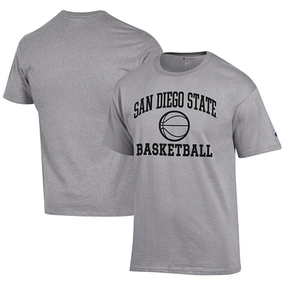 Men's Champion Gray San Diego State Aztecs Icon Logo Basketball Jersey T-Shirt