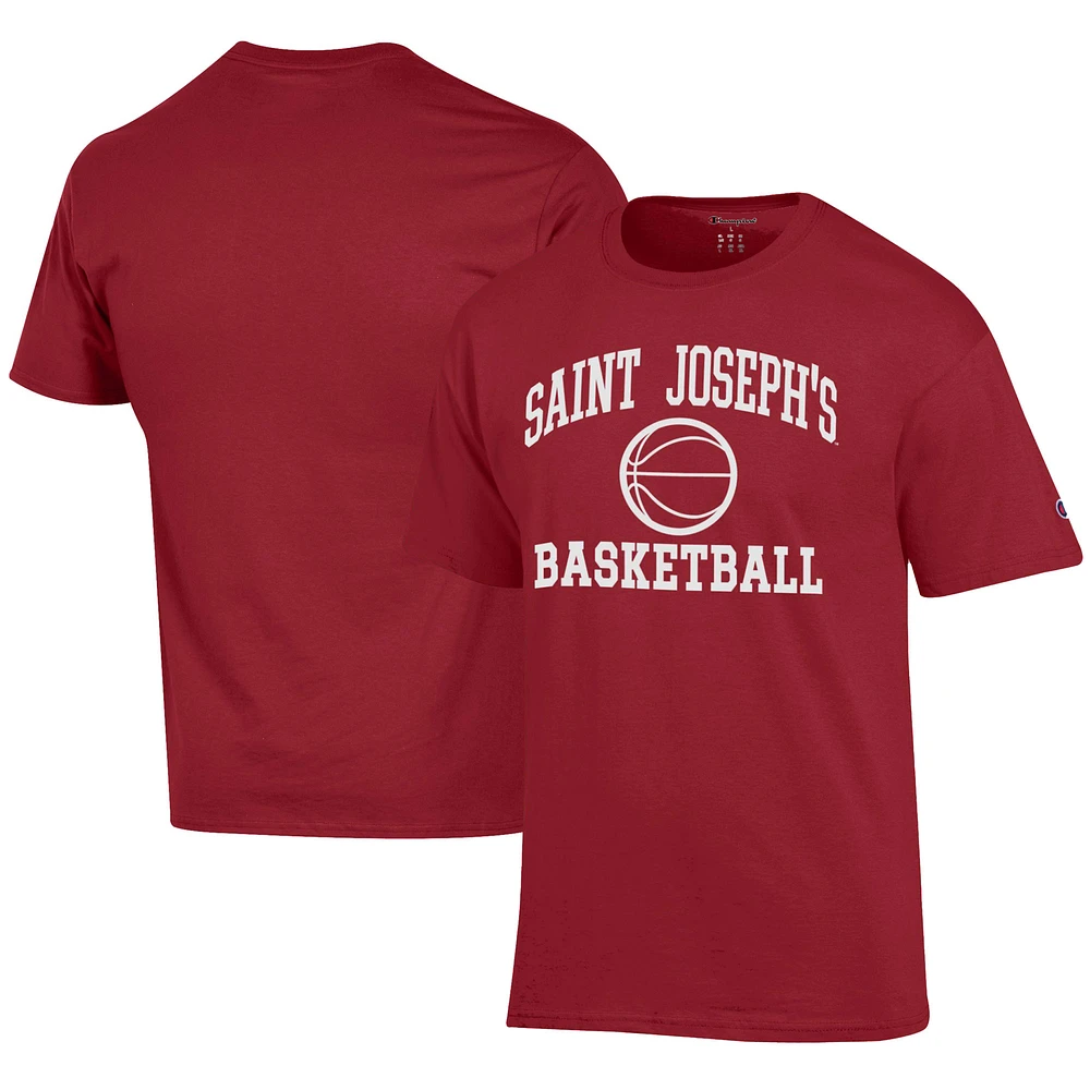 Men's Champion Cardinal Saint Joseph's Hawks Icon Logo Basketball Jersey T-Shirt