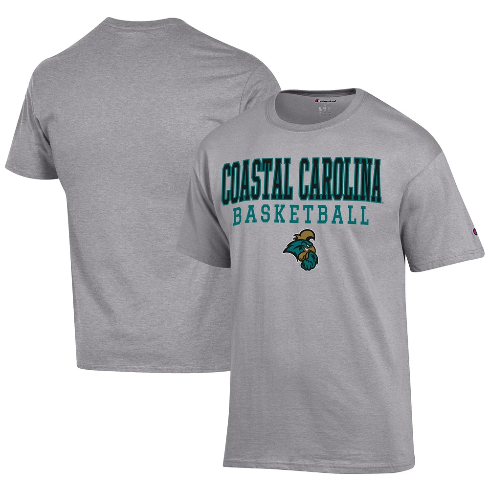 Men's Champion Gray Coastal Carolina Chanticleers Icon Logo Basketball Jersey T-Shirt