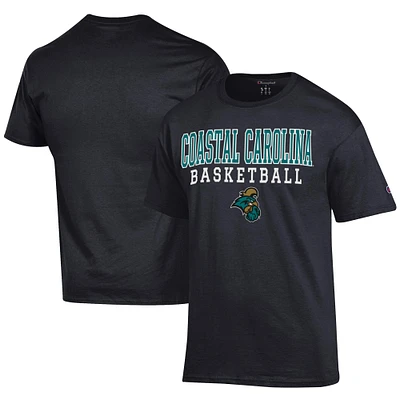 Men's Champion Black Coastal Carolina Chanticleers Icon Logo Basketball Jersey T-Shirt