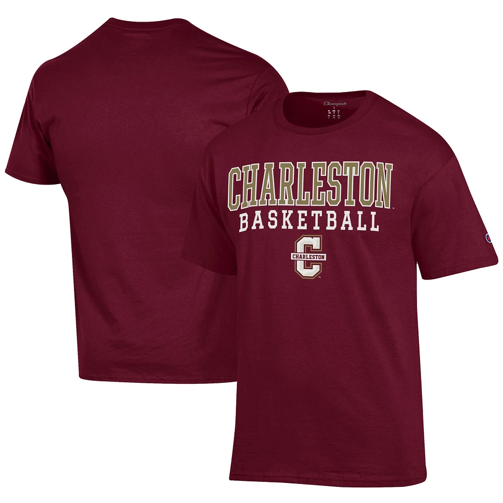 Men's Champion Maroon Charleston Cougars Icon Logo Basketball Jersey T-Shirt