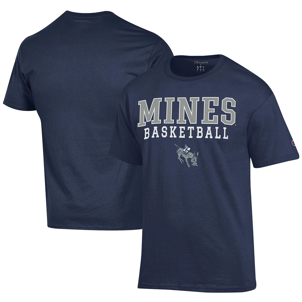 Men's Champion Navy Colorado School of Mines Orediggers Icon Logo Basketball Jersey T-Shirt