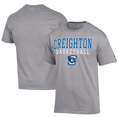 Men's Champion Gray Creighton Bluejays Icon Logo Basketball Jersey T-Shirt