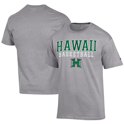 Men's Champion Gray Hawaii Rainbow Warriors Icon Logo Basketball Jersey T-Shirt