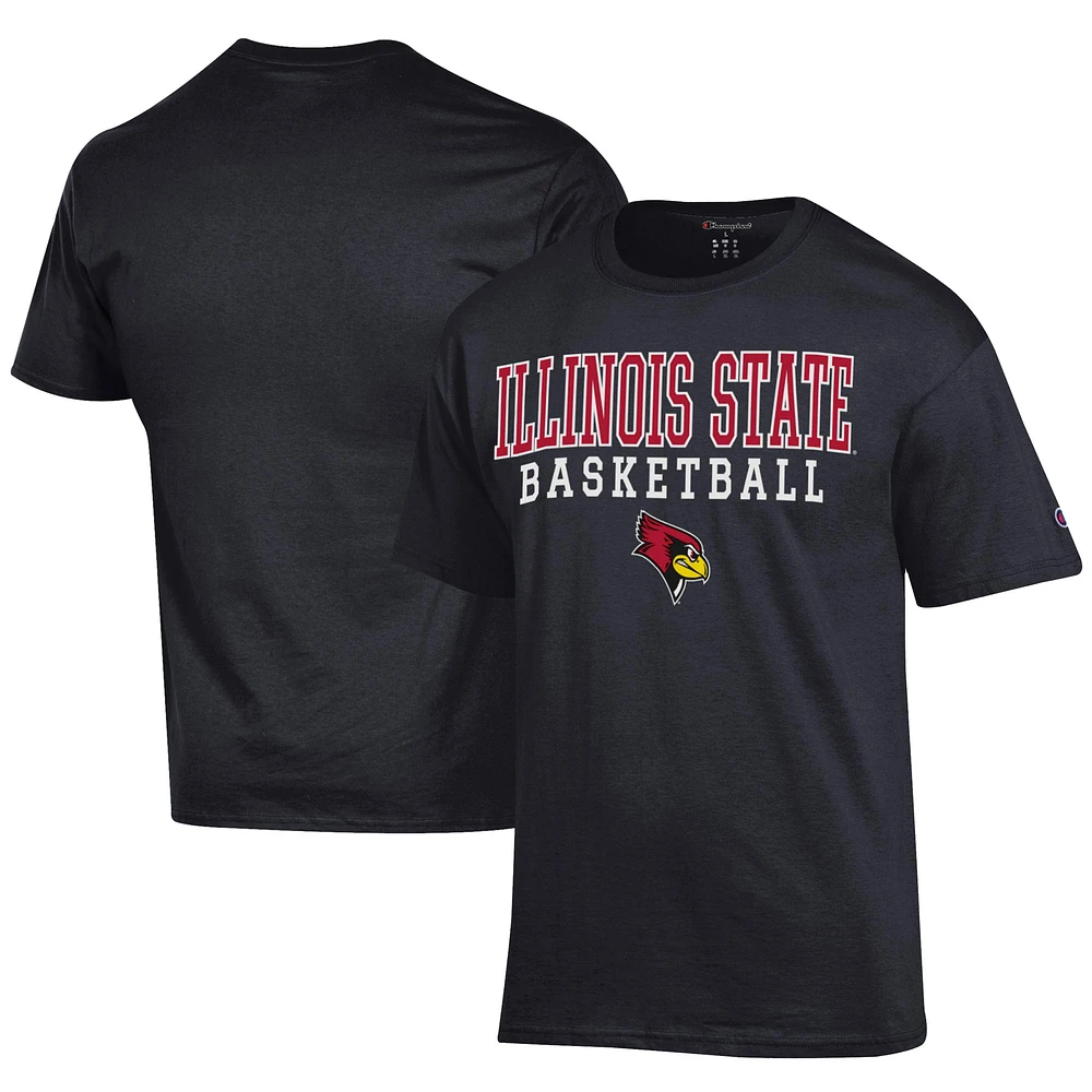 Men's Champion Black Illinois State Redbirds Icon Logo Basketball Jersey T-Shirt