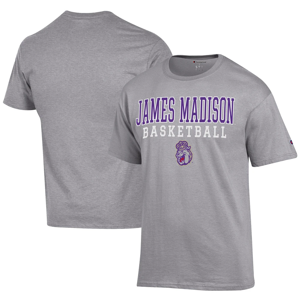 Men's Champion Gray James Madison Dukes Icon Logo Basketball Jersey T-Shirt
