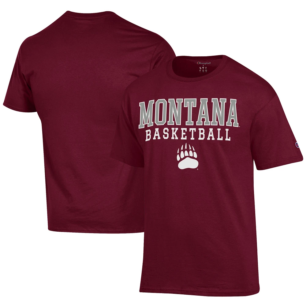 Men's Champion Maroon Montana Grizzlies Icon Logo Basketball Jersey T-Shirt