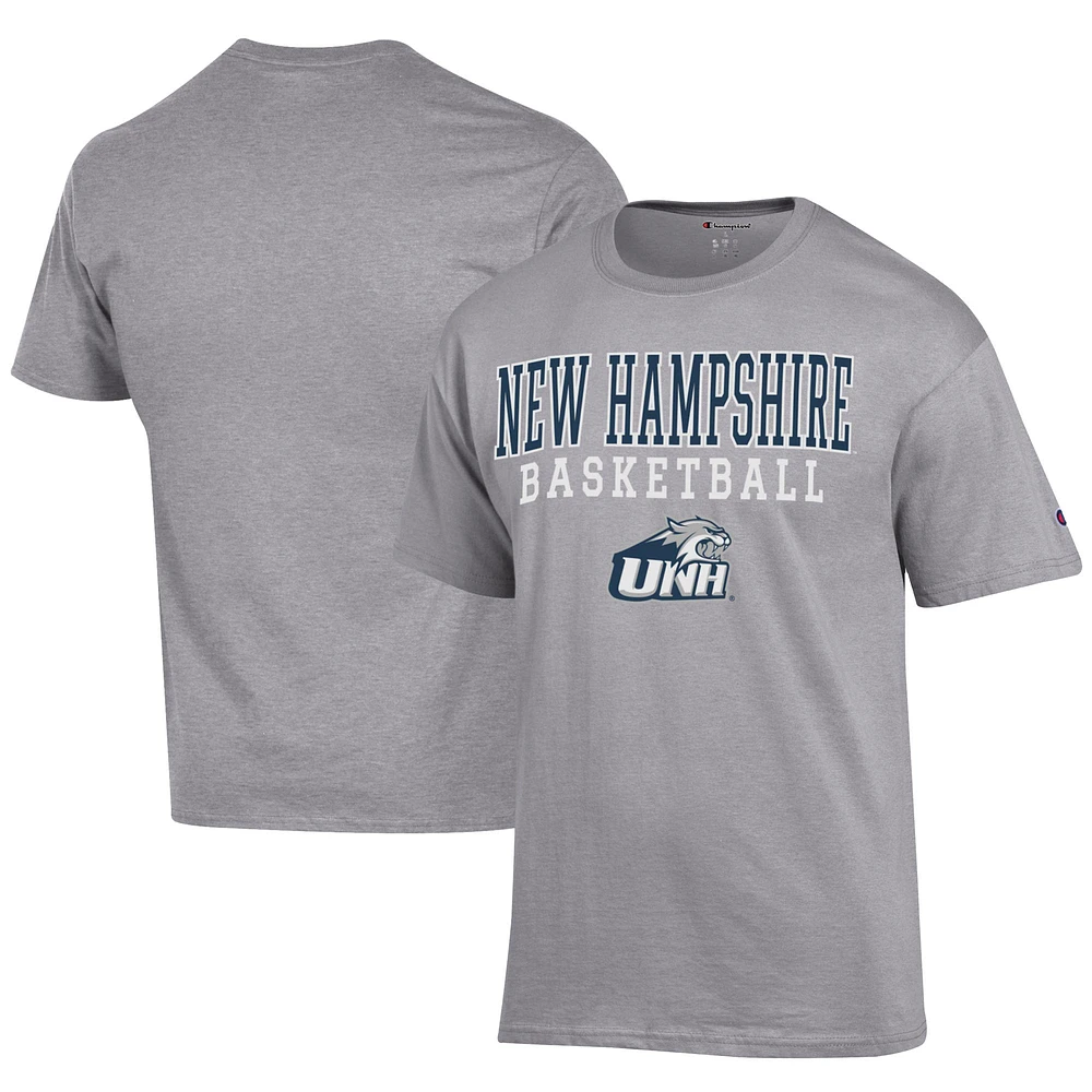 Men's Champion Gray New Hampshire Wildcats Icon Logo Basketball Jersey T-Shirt