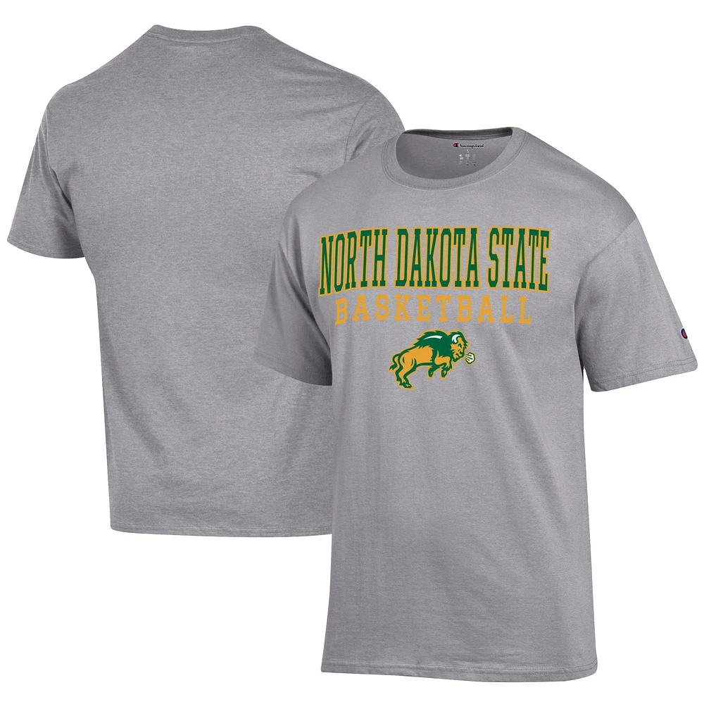 Men's Champion Gray NDSU Bison Icon Logo Basketball Jersey T-Shirt