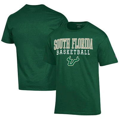 Men's Champion  Green South Florida Bulls Icon Logo Basketball Jersey T-Shirt