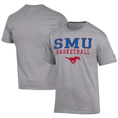 Men's Champion Gray SMU Mustangs Icon Logo Basketball Jersey T-Shirt