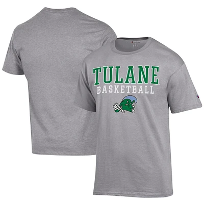 Men's Champion Gray Tulane Green Wave Icon Logo Basketball Jersey T-Shirt