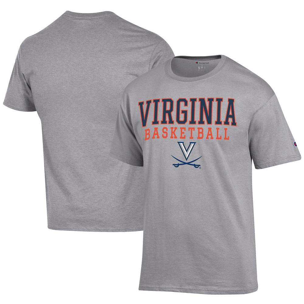 Men's Champion Gray Virginia Cavaliers Icon Logo Basketball Jersey T-Shirt