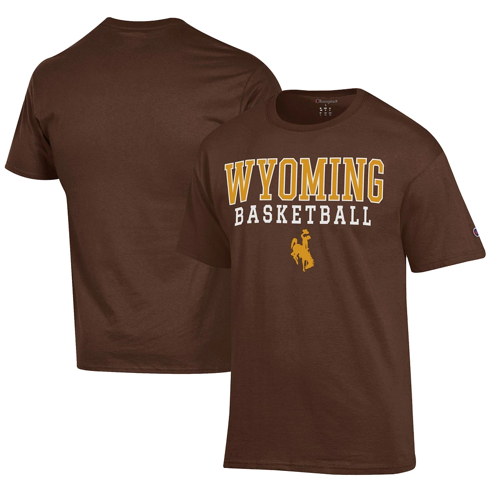 Men's Champion Brown Wyoming Cowboys Icon Logo Basketball Jersey T-Shirt