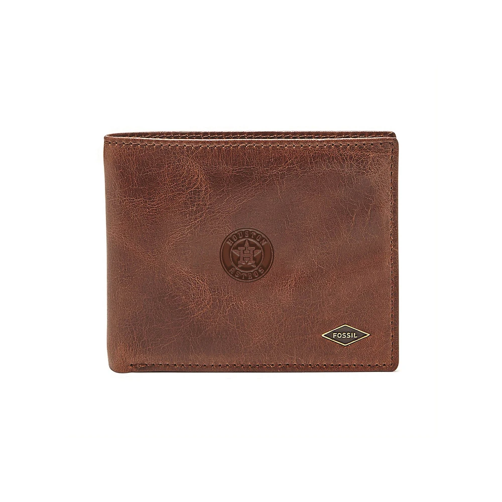Fossil Brown Houston Astros Ryan RFID Flip ID Bifold