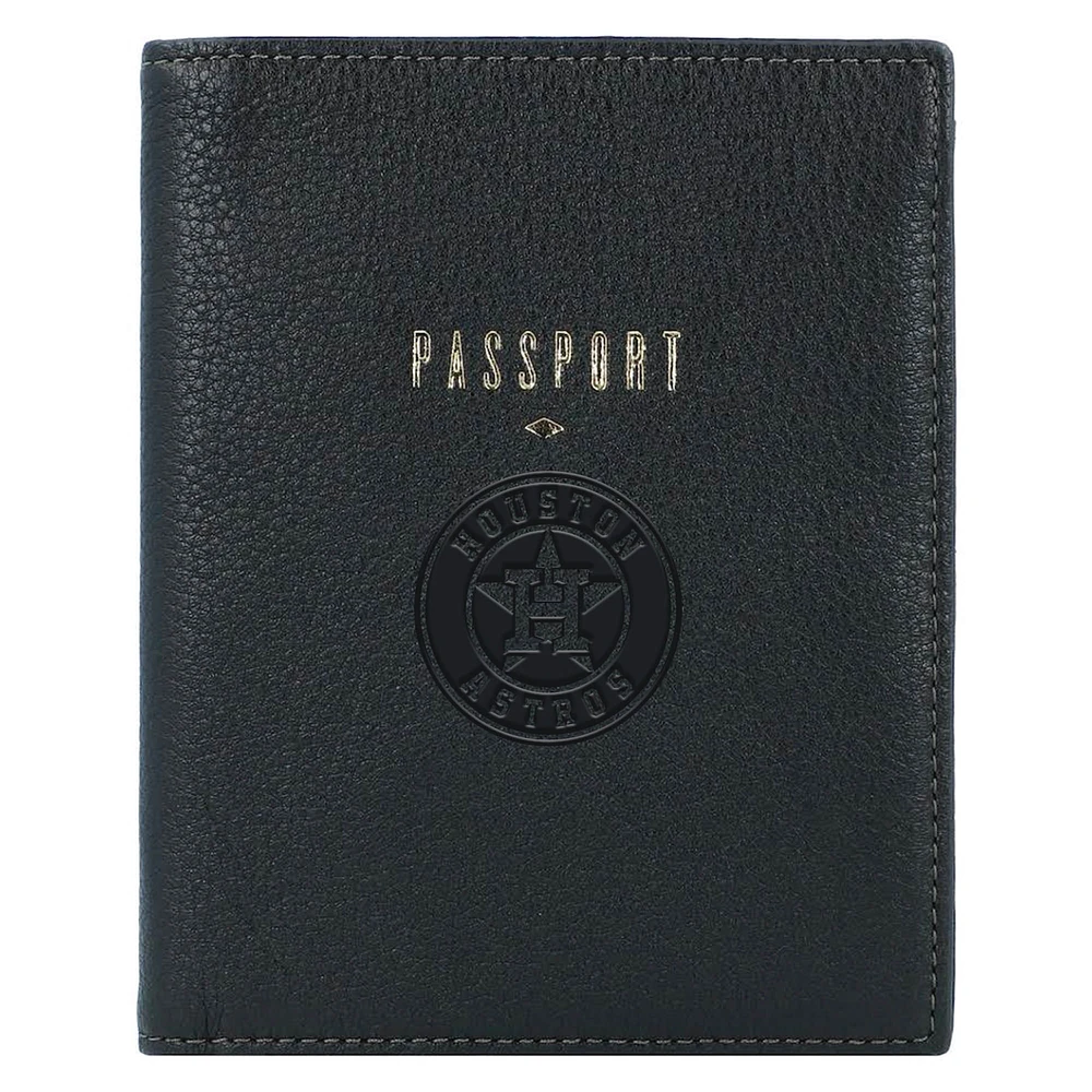 Fossil Black Houston Astros Travel RFID Passport Case