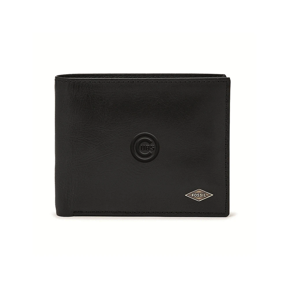 Fossil Black Chicago Cubs Ryan RFID Passcase Wallet