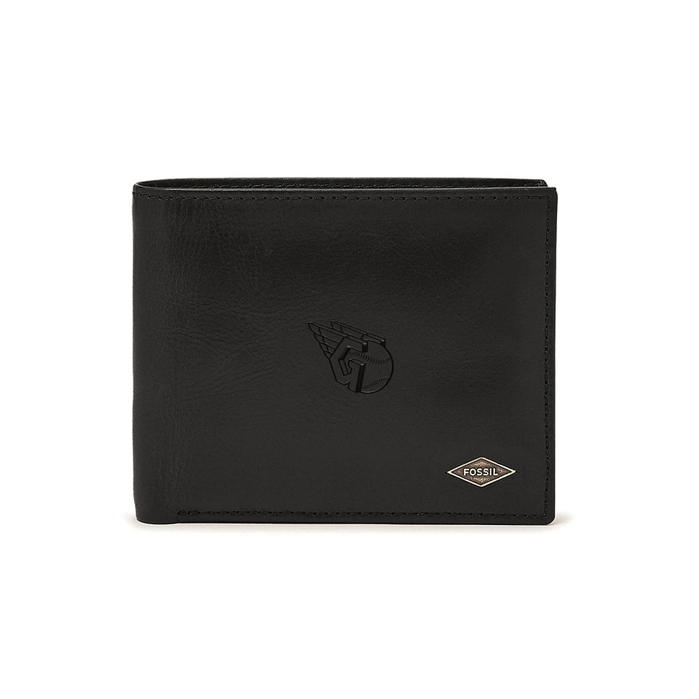 Fossil Black Cleveland Guardians Ryan RFID Passcase Wallet