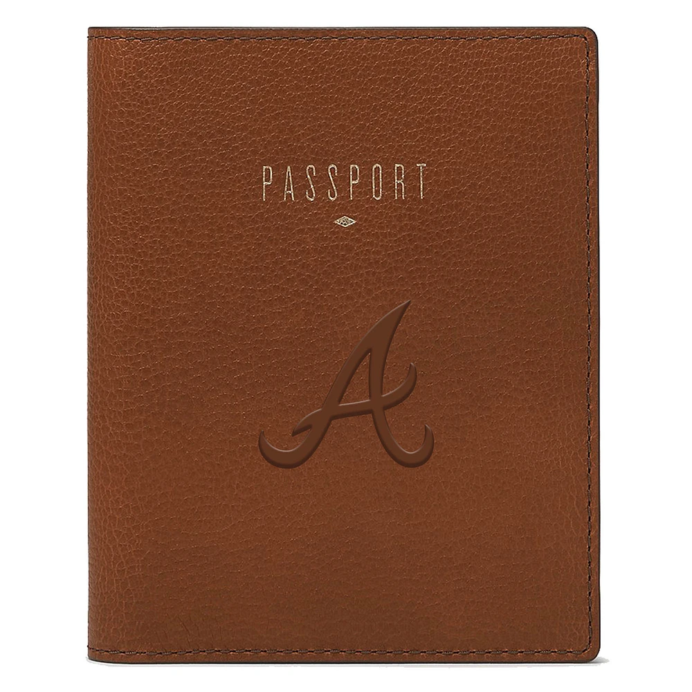 Fossil Brown Atlanta Braves Travel RFID Passport Case