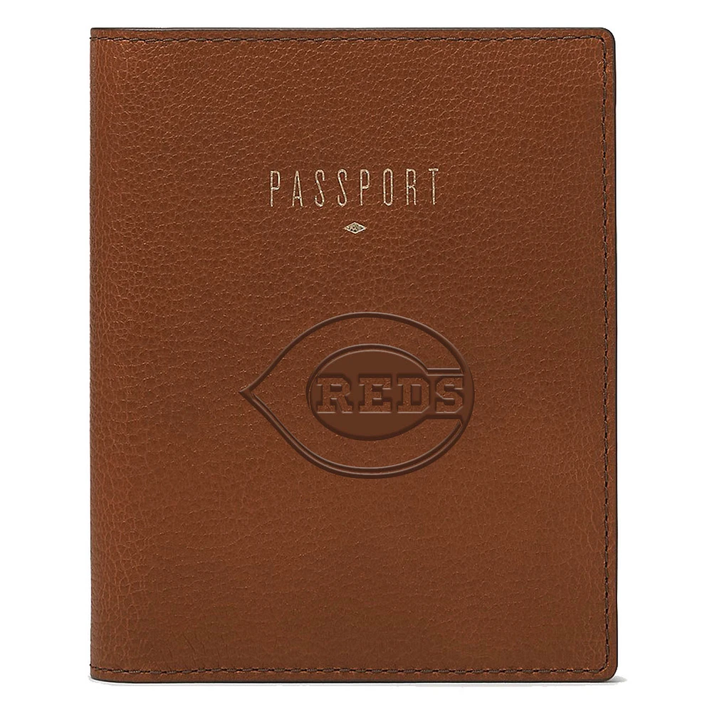 Fossil Brown Cincinnati Reds Travel RFID Passport Case