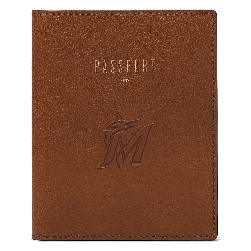 Fossil Brown Miami Marlins Travel RFID Passport Case