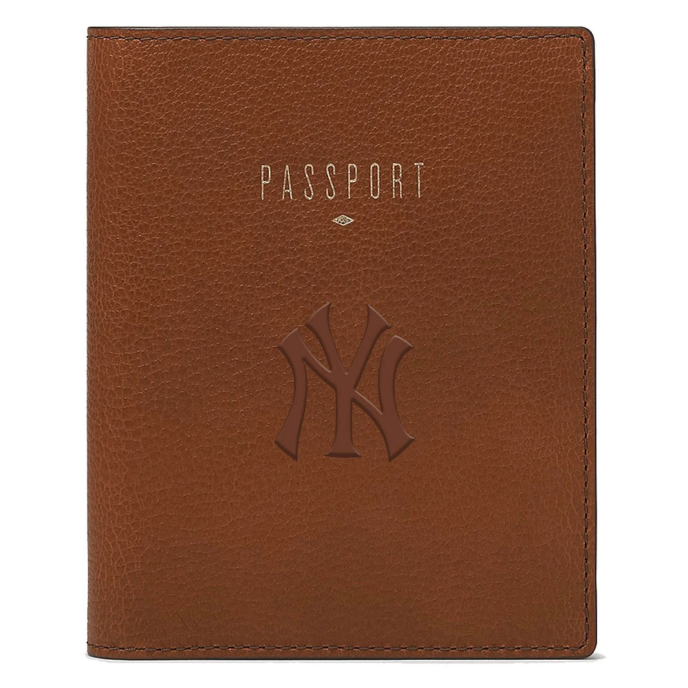 Fossil Brown New York Yankees Travel RFID Passport Case