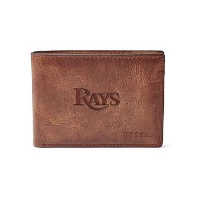 Fossil Brown Tampa Bay Rays Leather Derrick Front Pocket Bifold Wallet