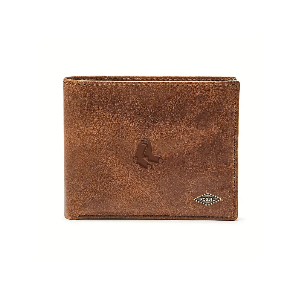 Fossil Brown Boston Red Sox Ryan RFID Passcase Wallet