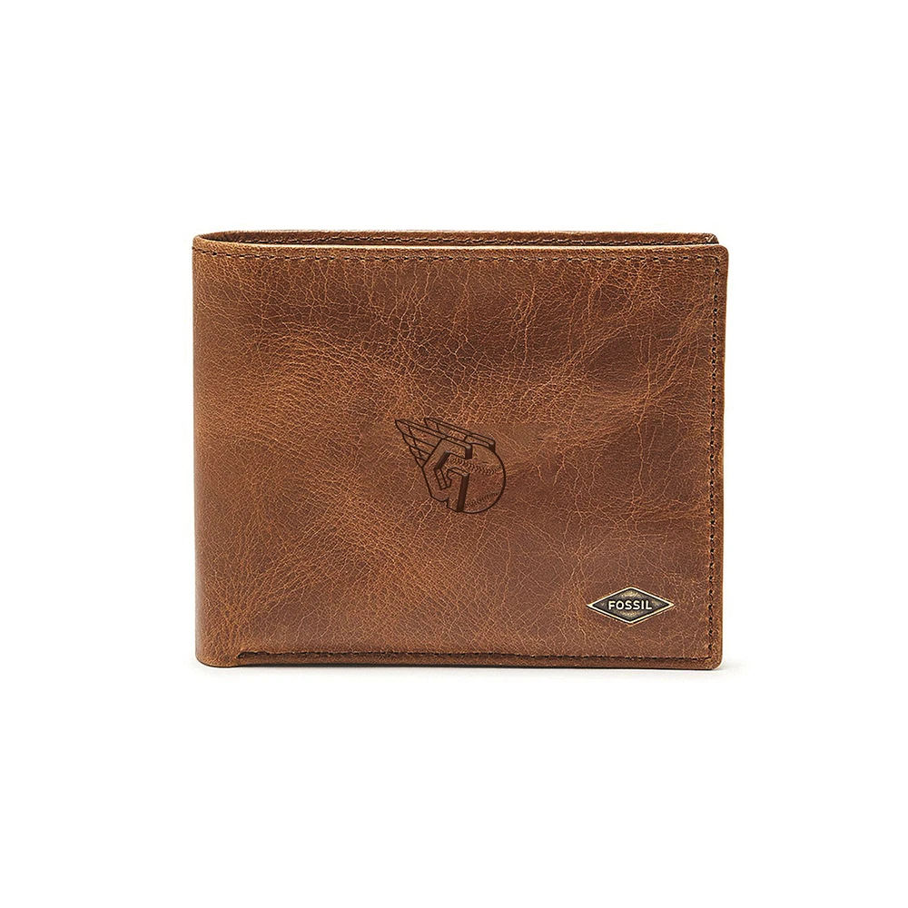 Fossil Brown Cleveland Guardians Ryan RFID Passcase Wallet