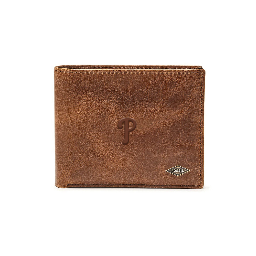 Fossil Brown Philadelphia Phillies Ryan RFID Passcase Wallet