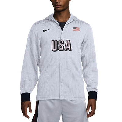 Men's Nike White USA Basketball 2024 Summer Olympics Authentic On-Court Game Full-Zip Jacket